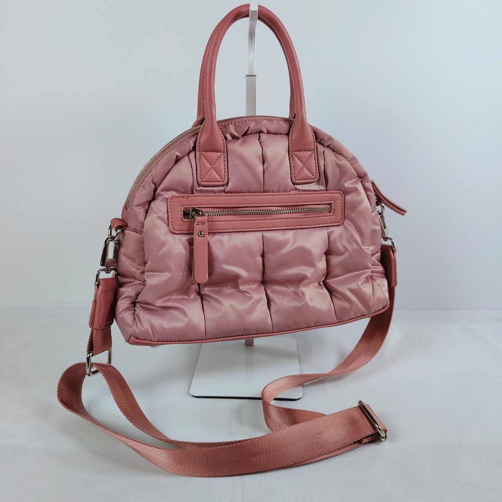 Sol & Selene Flying High Pink Nylon Puffer Bag Mini Gym Crossbody Convertible